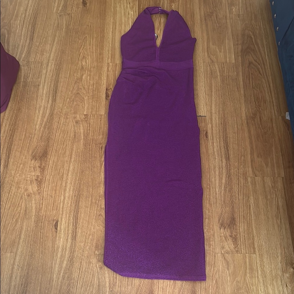 Herve Leger Purple Halter Bodycon Dress for Cocktail
